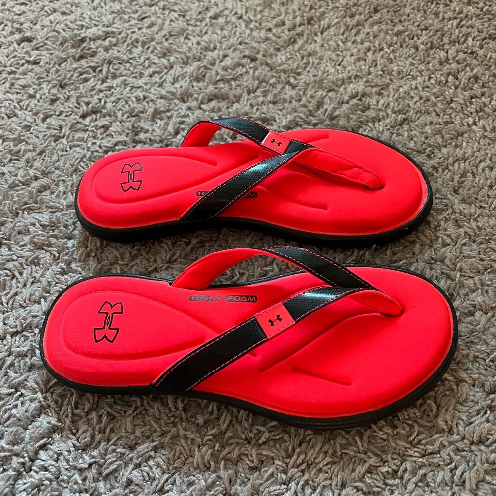 Under Armour Vibrant Red and Black Sandals